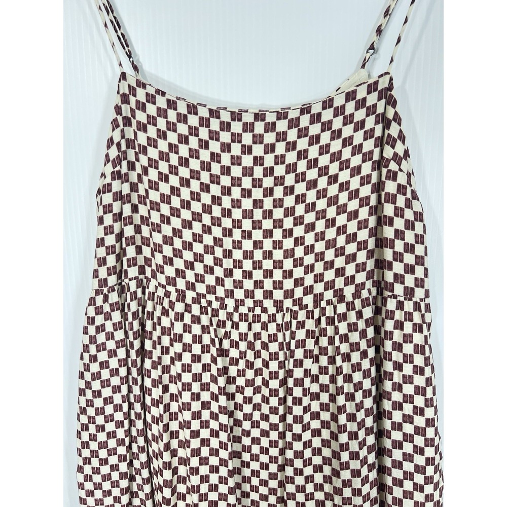 Abercrombie & Fitch Tiered Trapeze Midi Dress Size XS Checkered Pockets *FLAW* - Picture 3 of 14